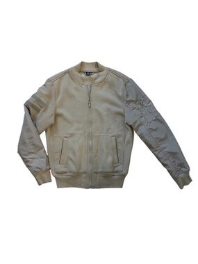 H&M Divided Tan/Olive Bomber Jacket | Zip Up Utility Style | Size S